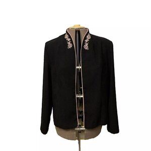 Sag Harbor. Size 18. Open Front Unlined Lightweight Jacket. Embroidered. B76